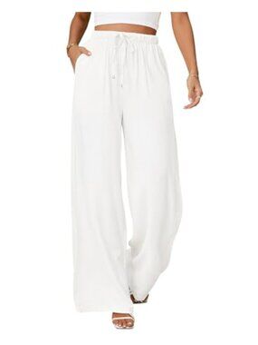 Women's Wide Leg Linen Blend Pants High Waisted Flowy Casual